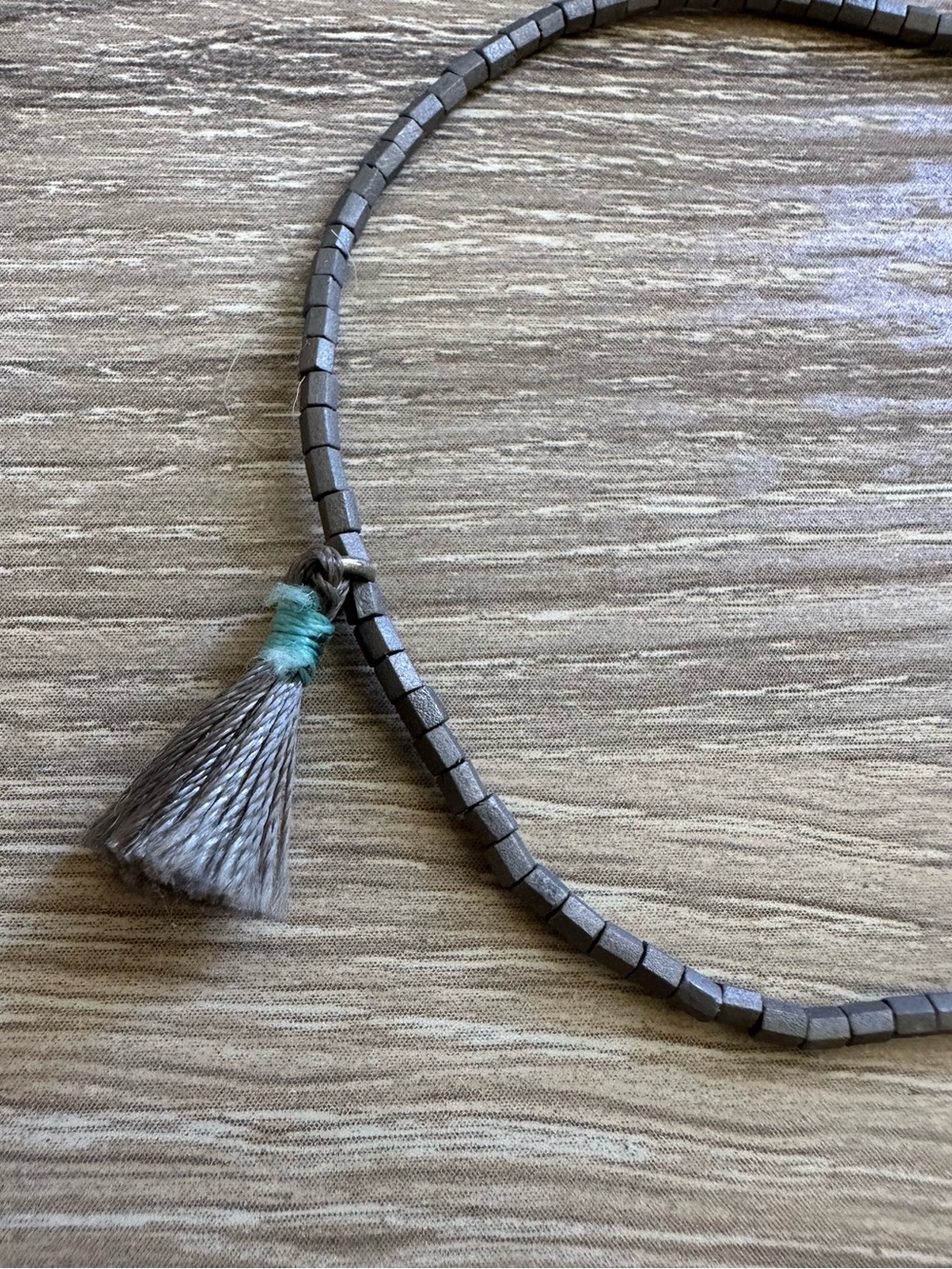PURA VIDA Gray Seed Bead Tassel Bracelet